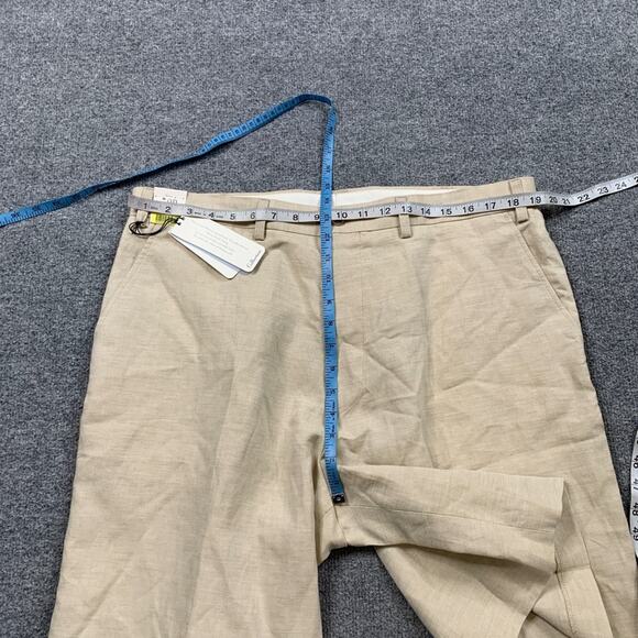 Turnbury Shorts Mens 38 Cream Linen Blend European Fabric Flat Front Chino - Picture 6 of 11